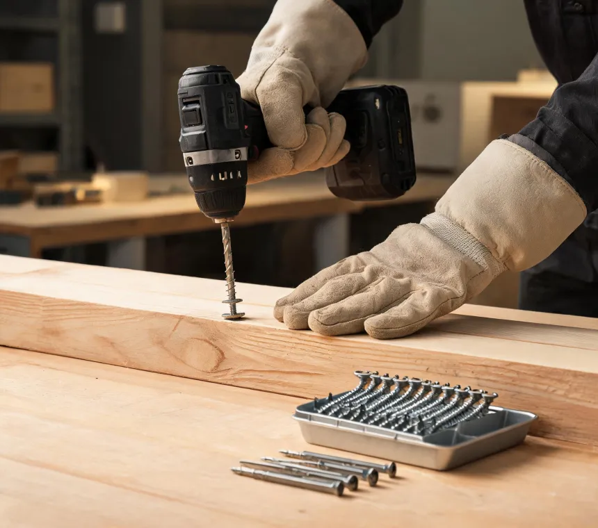 Spax screws on a professional workbench